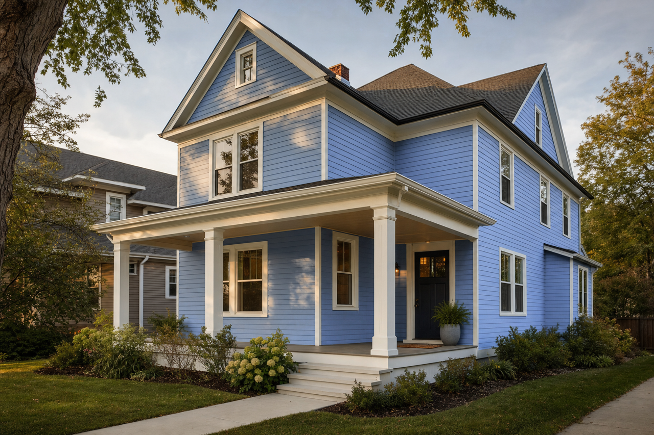 Blue Shock by Valspar on exterior