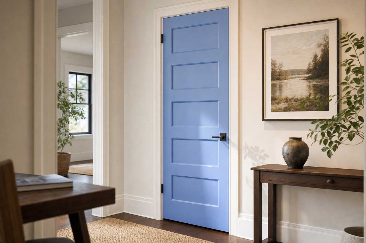 Blue Shock by Valspar on interior-doors