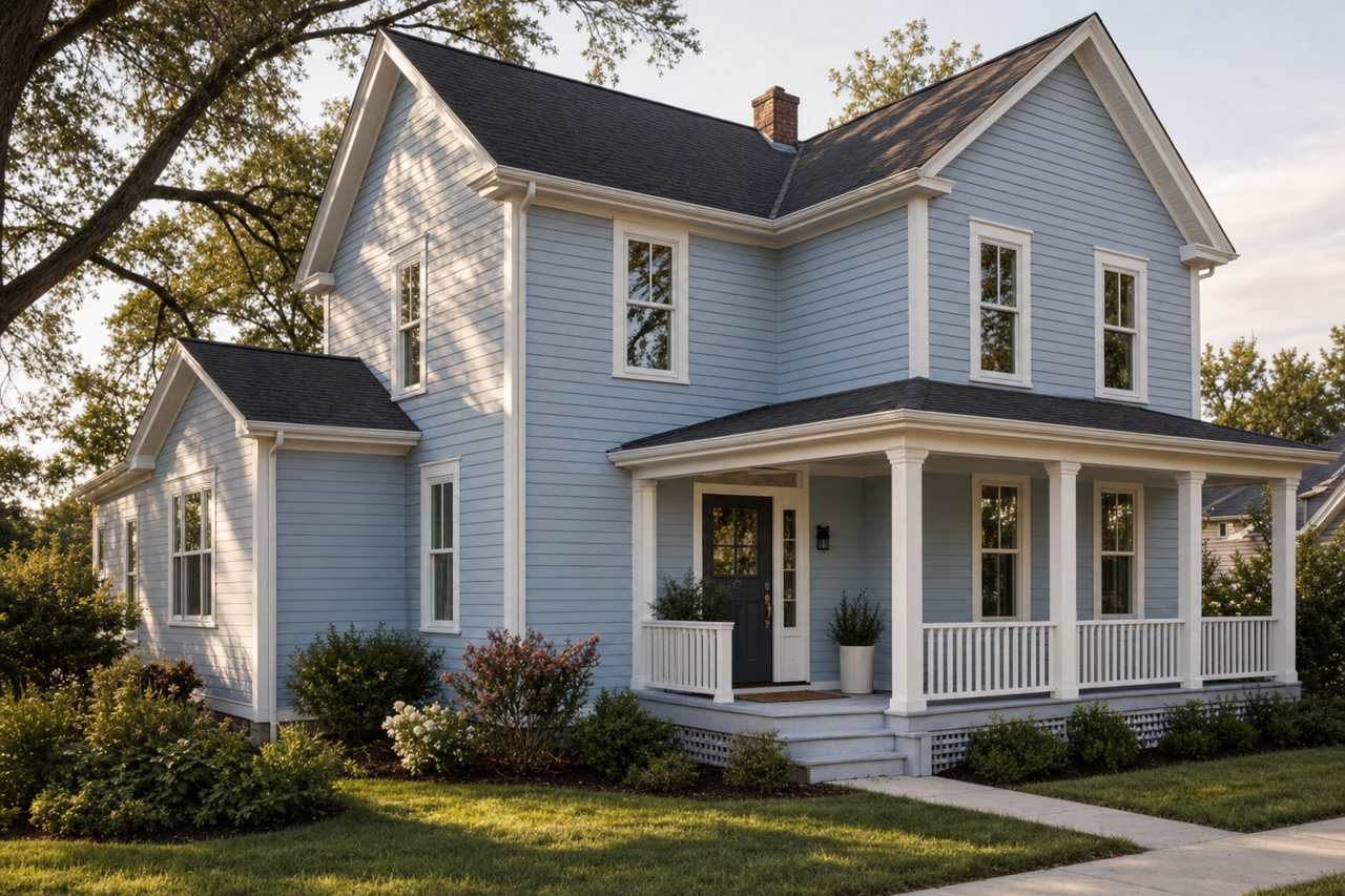 Glacier Mist by Valspar on exterior