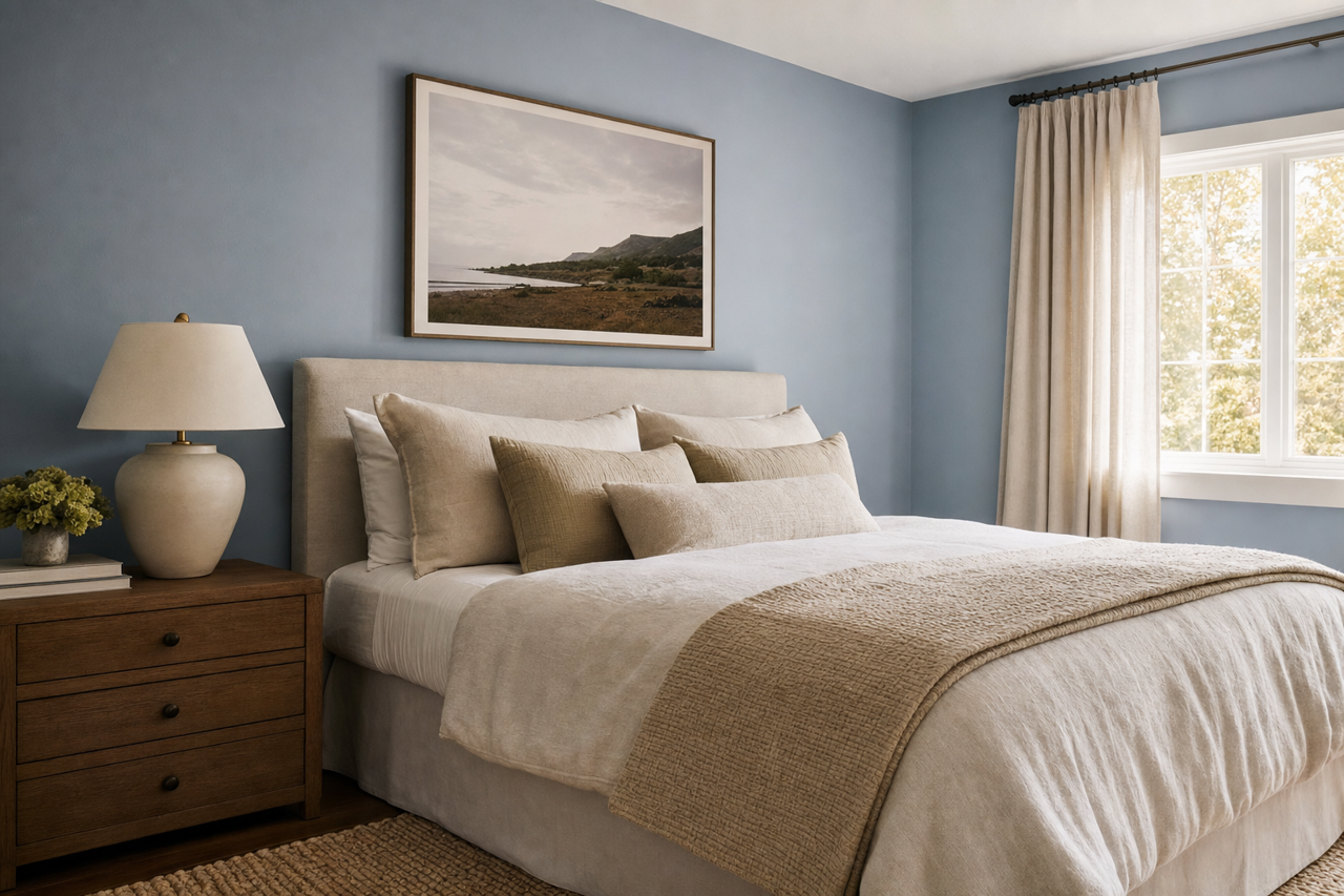 Blissful Blue by Valspar on interiors
