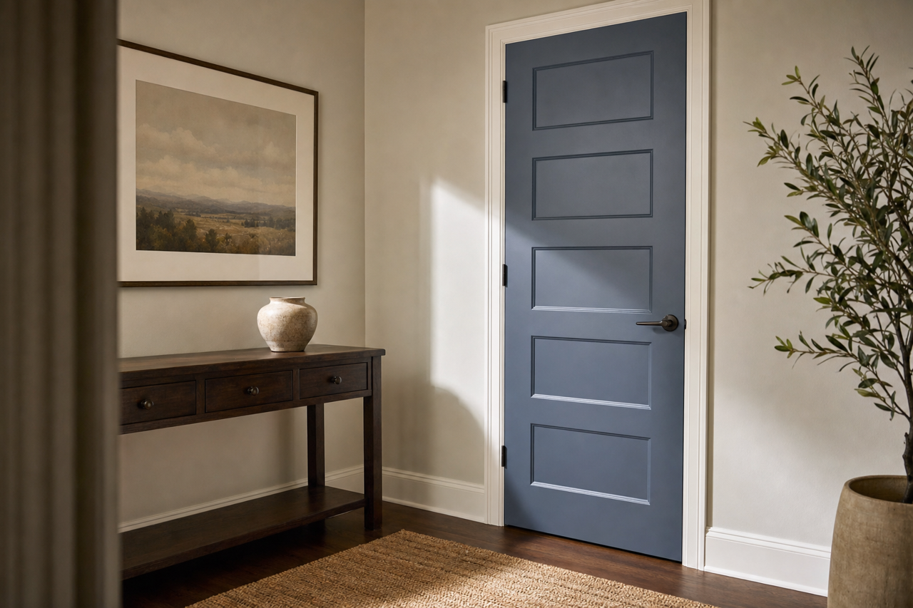 Motor City Blue by Valspar on interior-doors