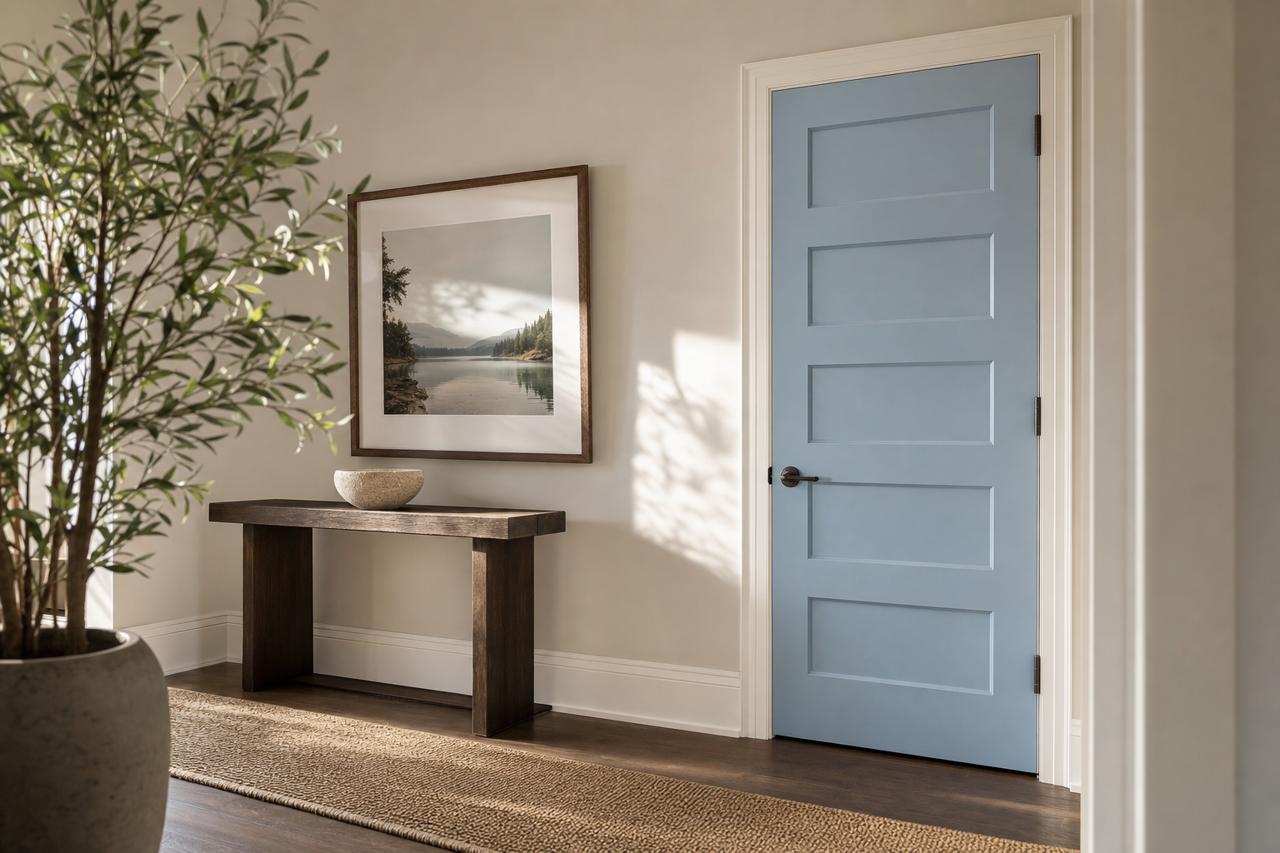 Coventry Blue by Valspar on interior-doors