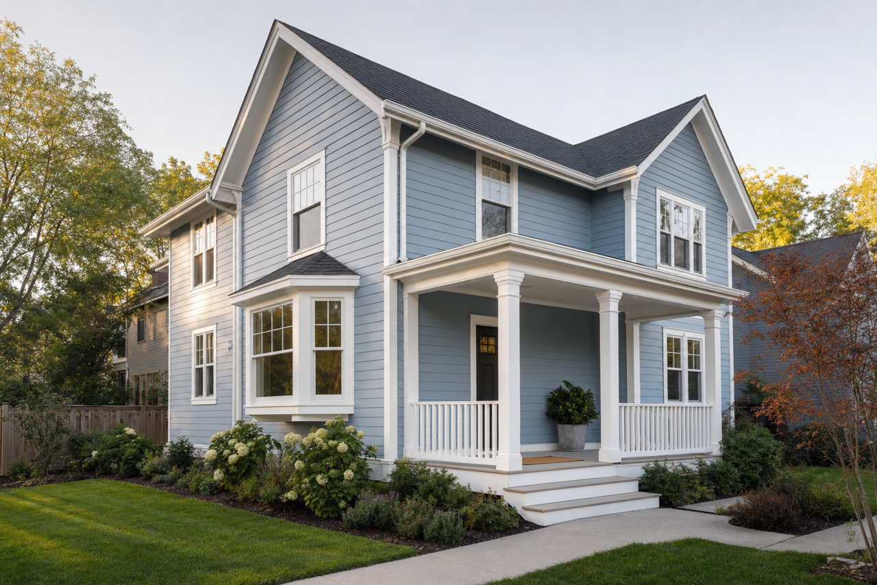 Office Blue by Valspar on exterior