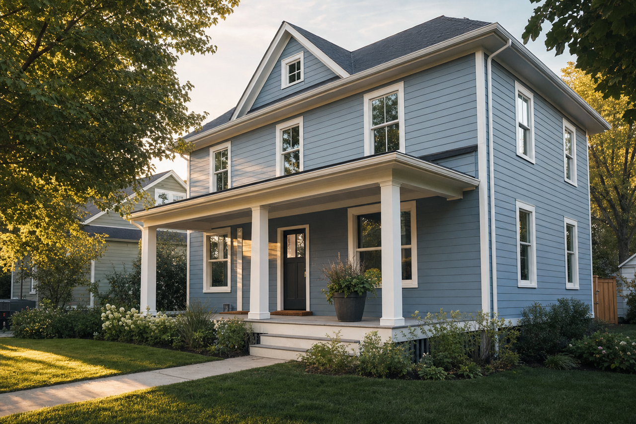Blue Sash by Valspar on exterior