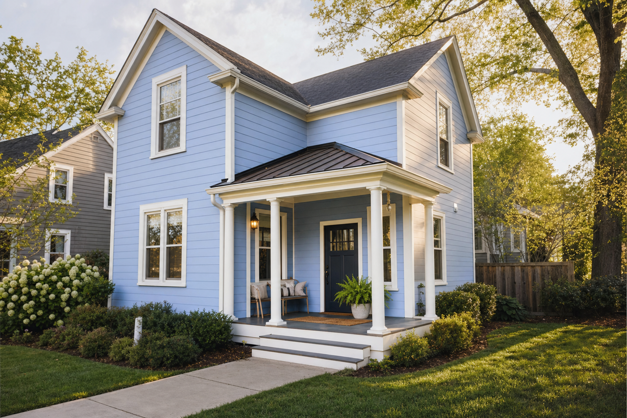 Mysterious Blue by Valspar on exterior