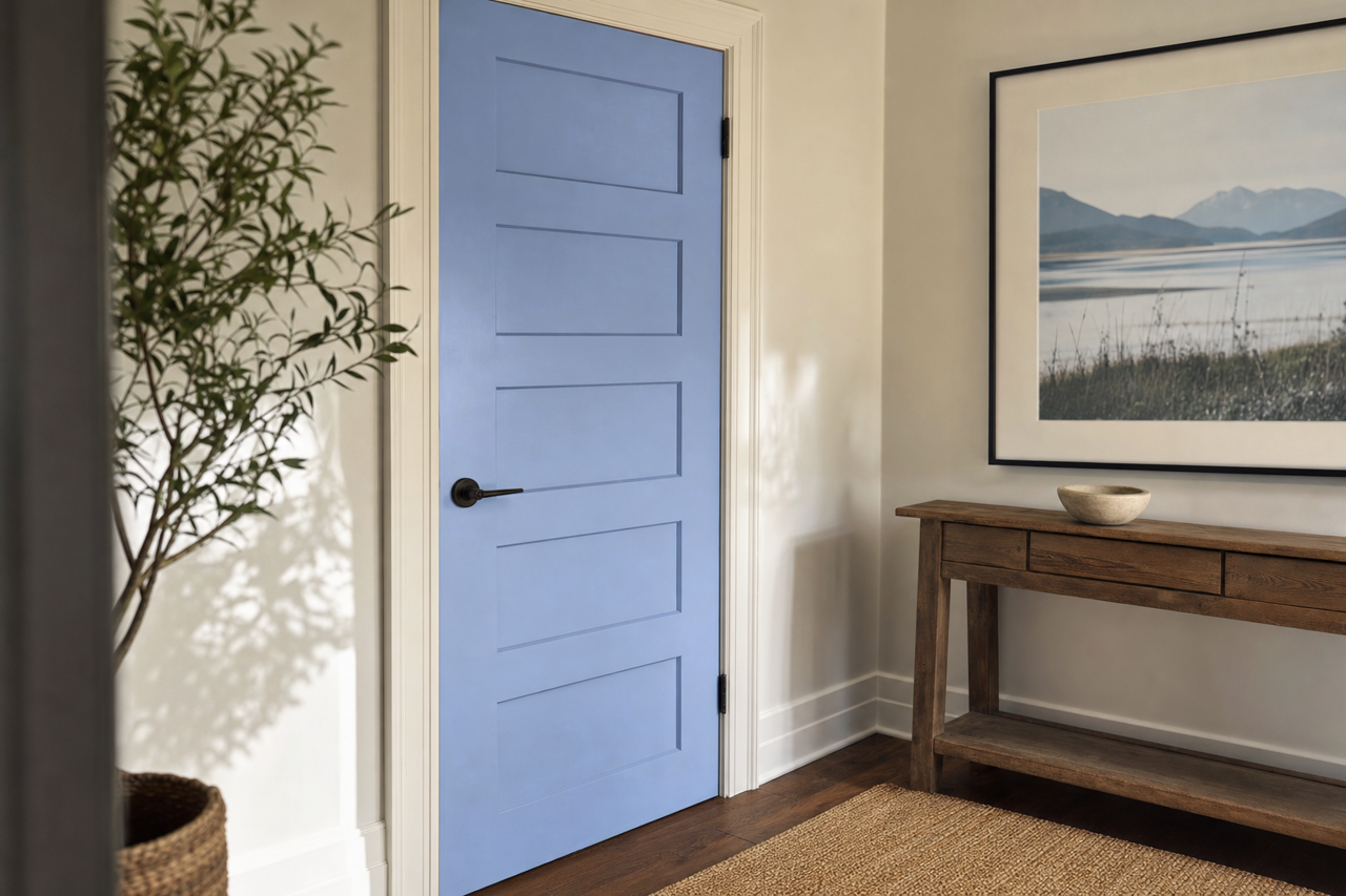 Mysterious Blue by Valspar on interior-doors