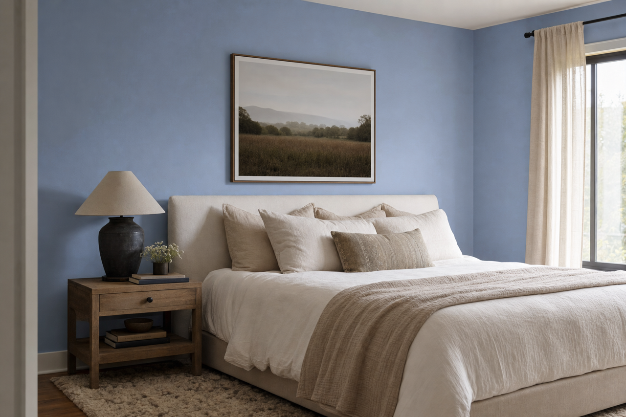 Mysterious Blue by Valspar on interiors