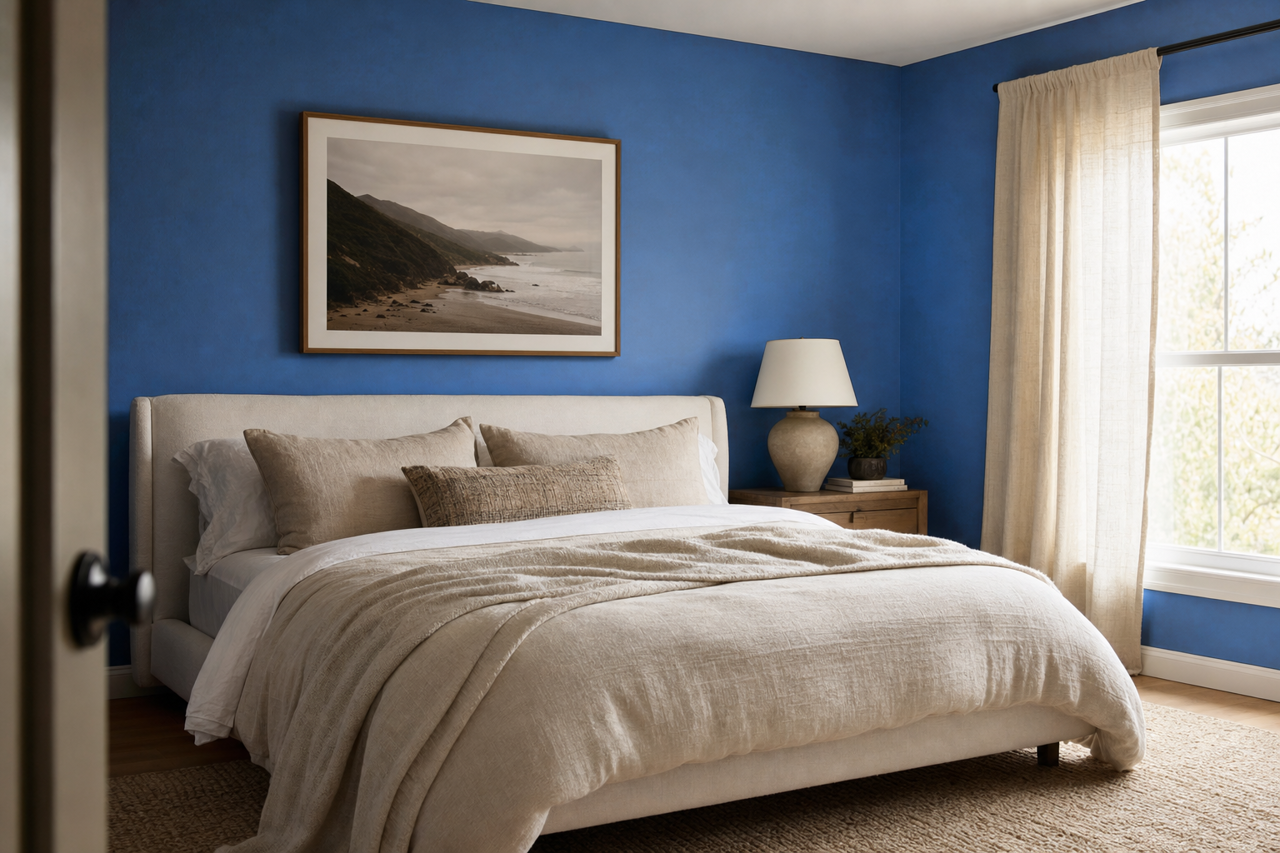 Vivid Blue by Valspar on interiors