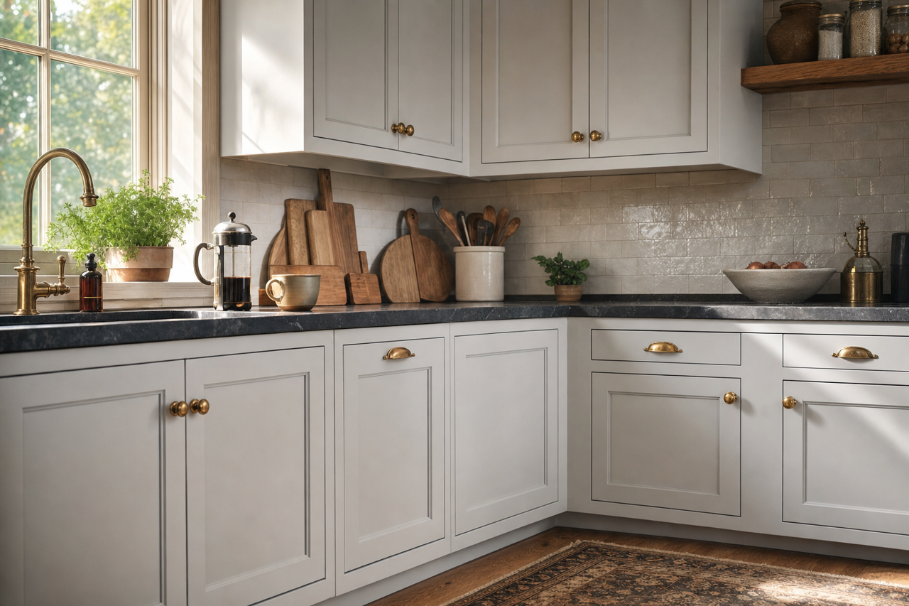 Silver Leaf by Valspar on cabinets
