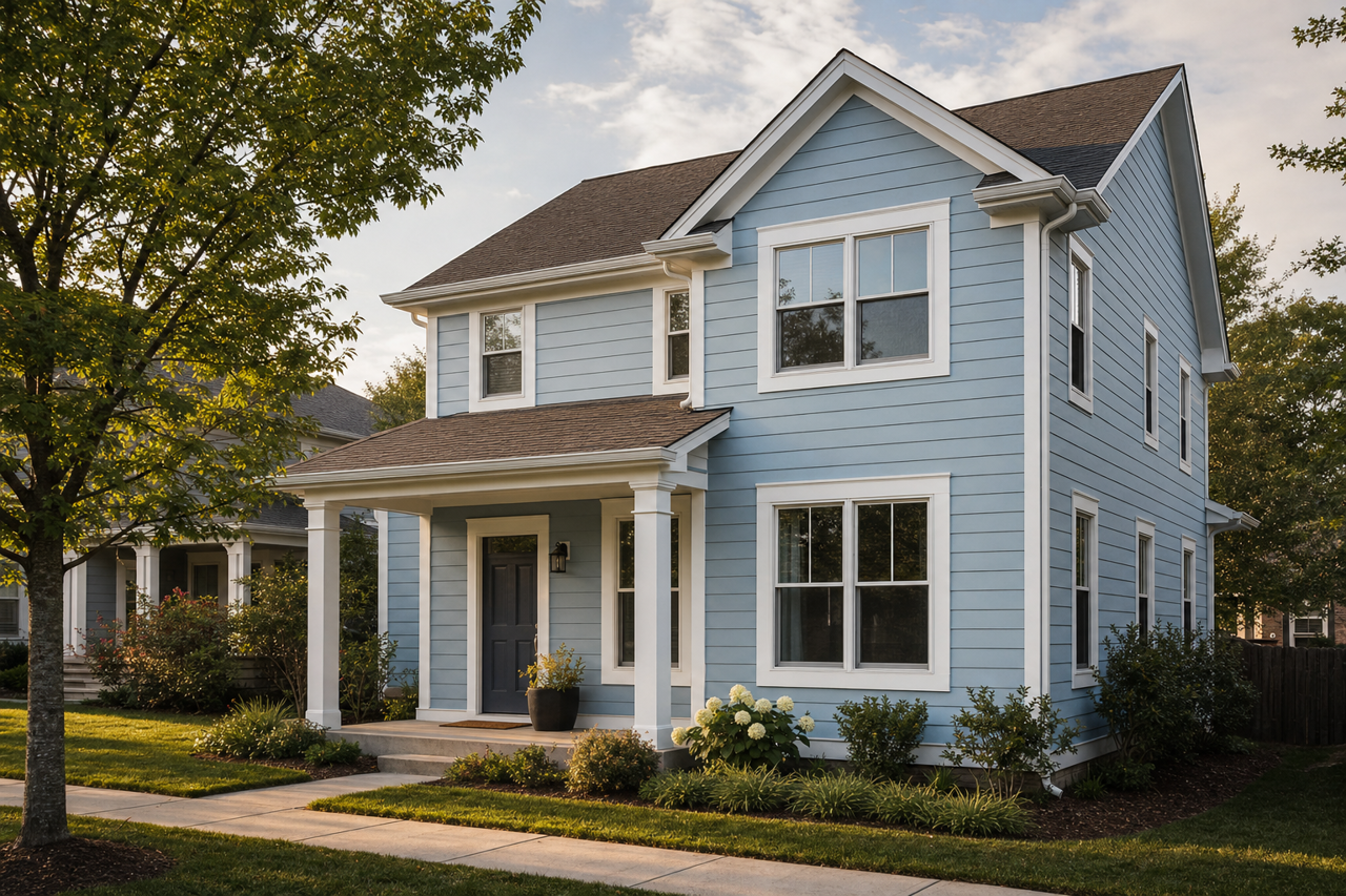 Blue Skylights by Valspar on exterior