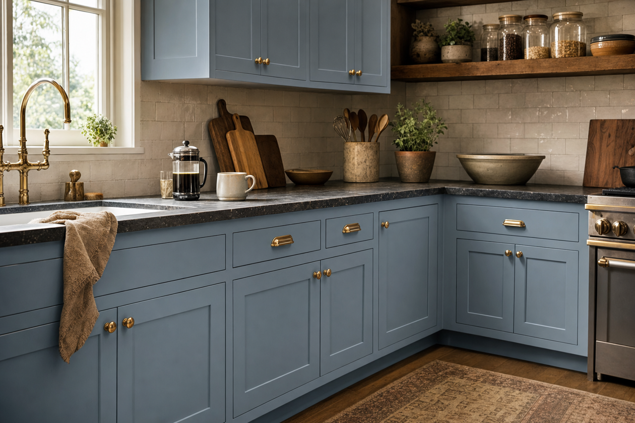 Royal Gray by Valspar on cabinets