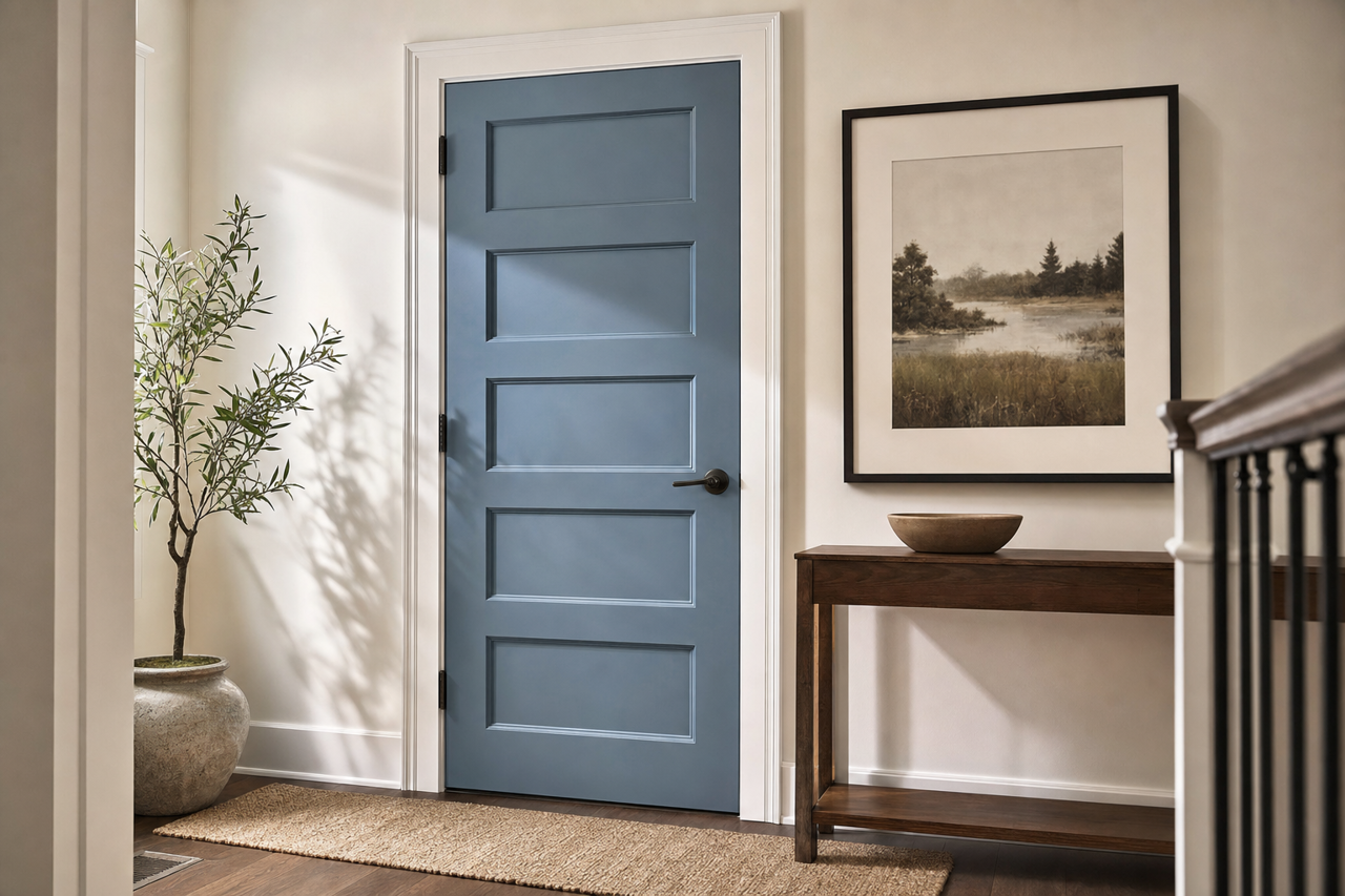 Retro-Colonial Blue by Valspar on interior-doors