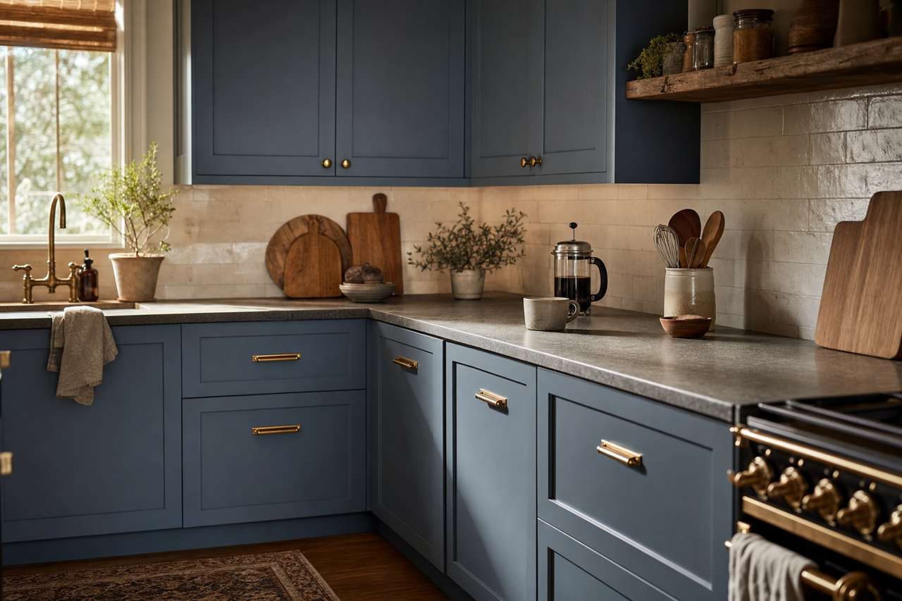 Moon Shade by Valspar on cabinets