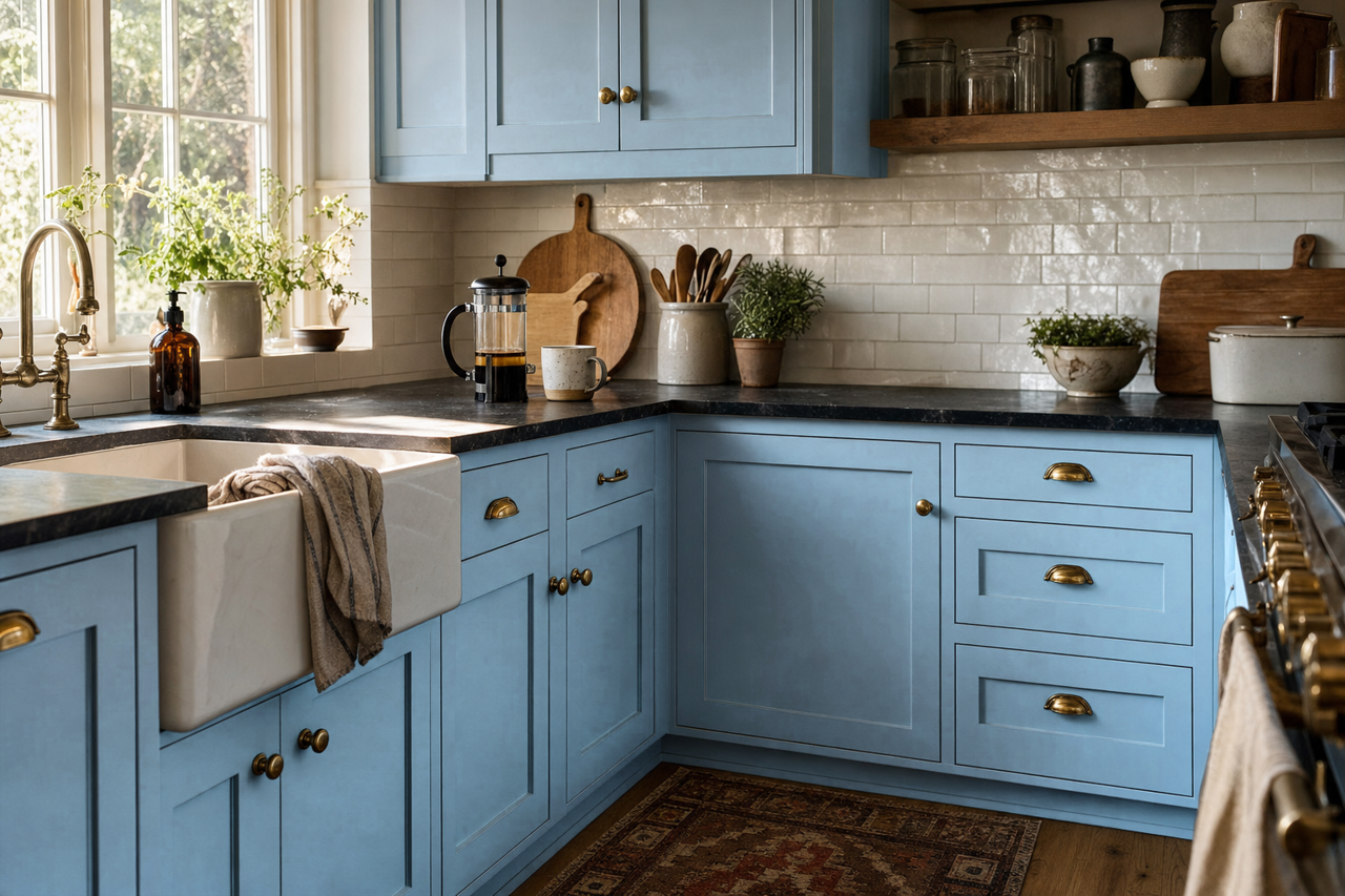 Blue Vault by Valspar on cabinets