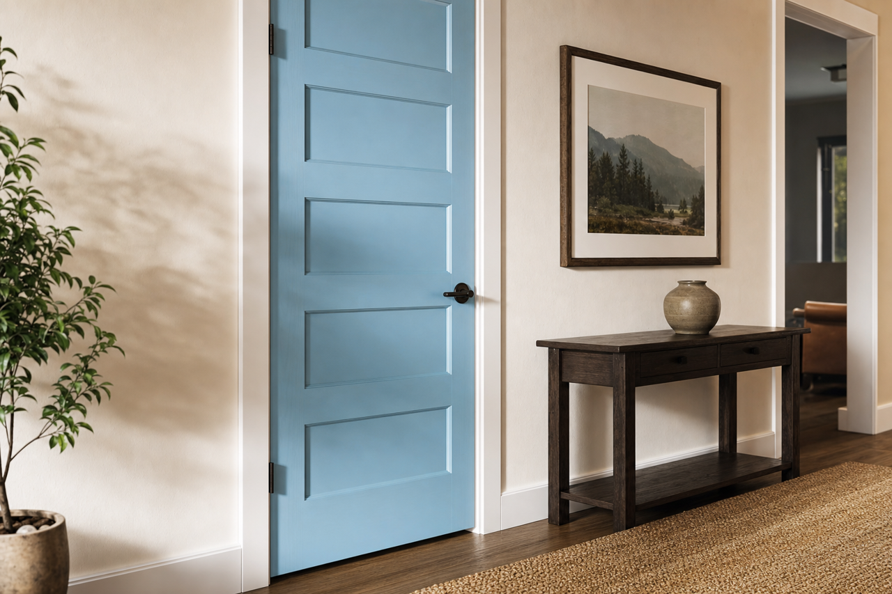 Soft Skies by Valspar on interior-doors