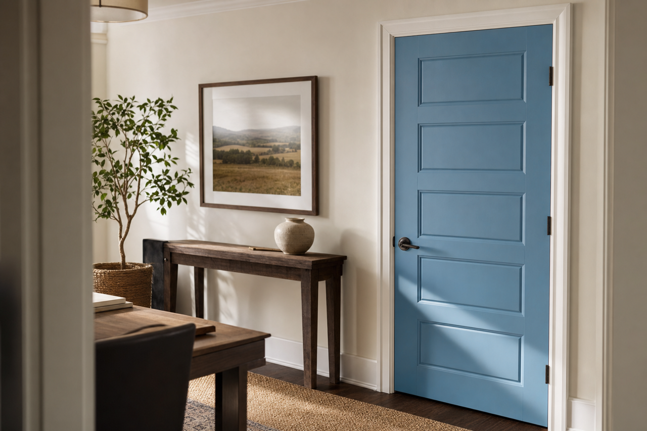 Roadster Blue by Valspar on interior-doors