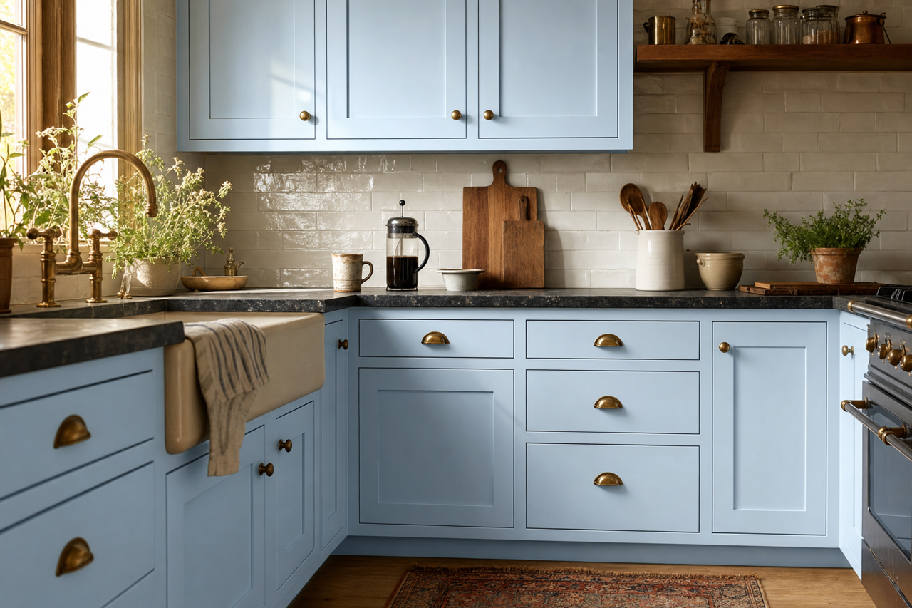 Dewdrop by Valspar on cabinets