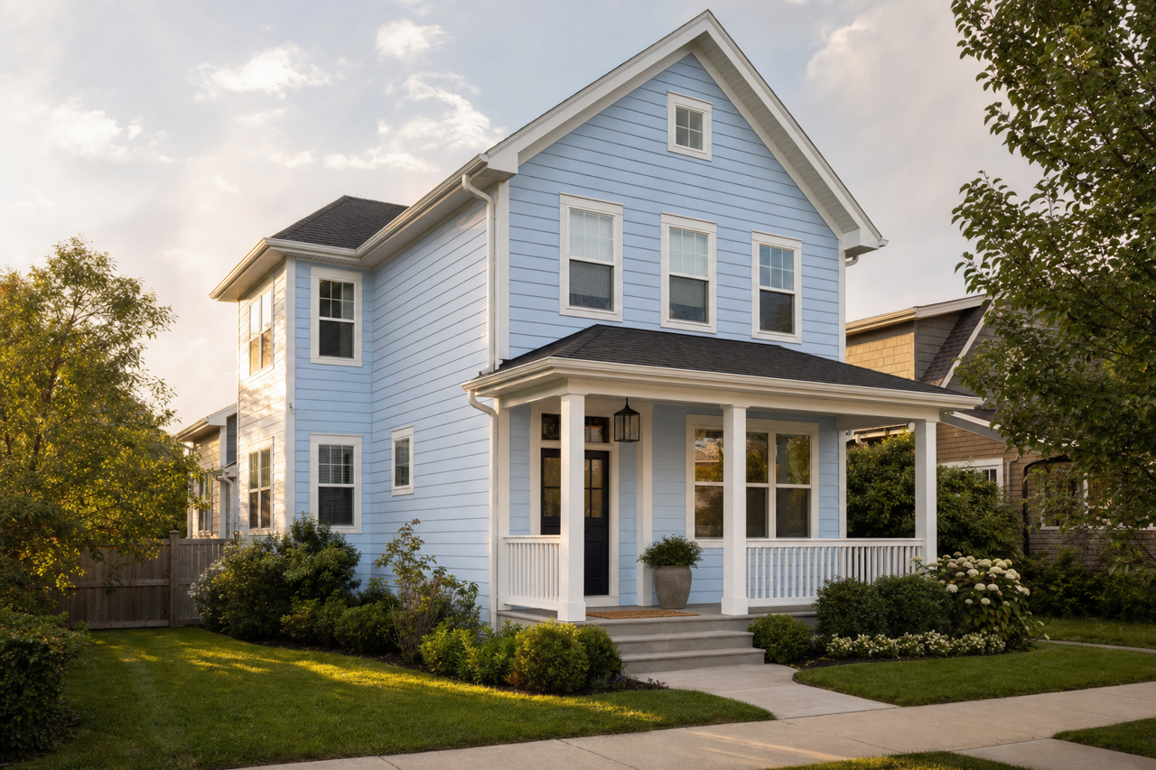 Utterly Blue by Valspar on exterior