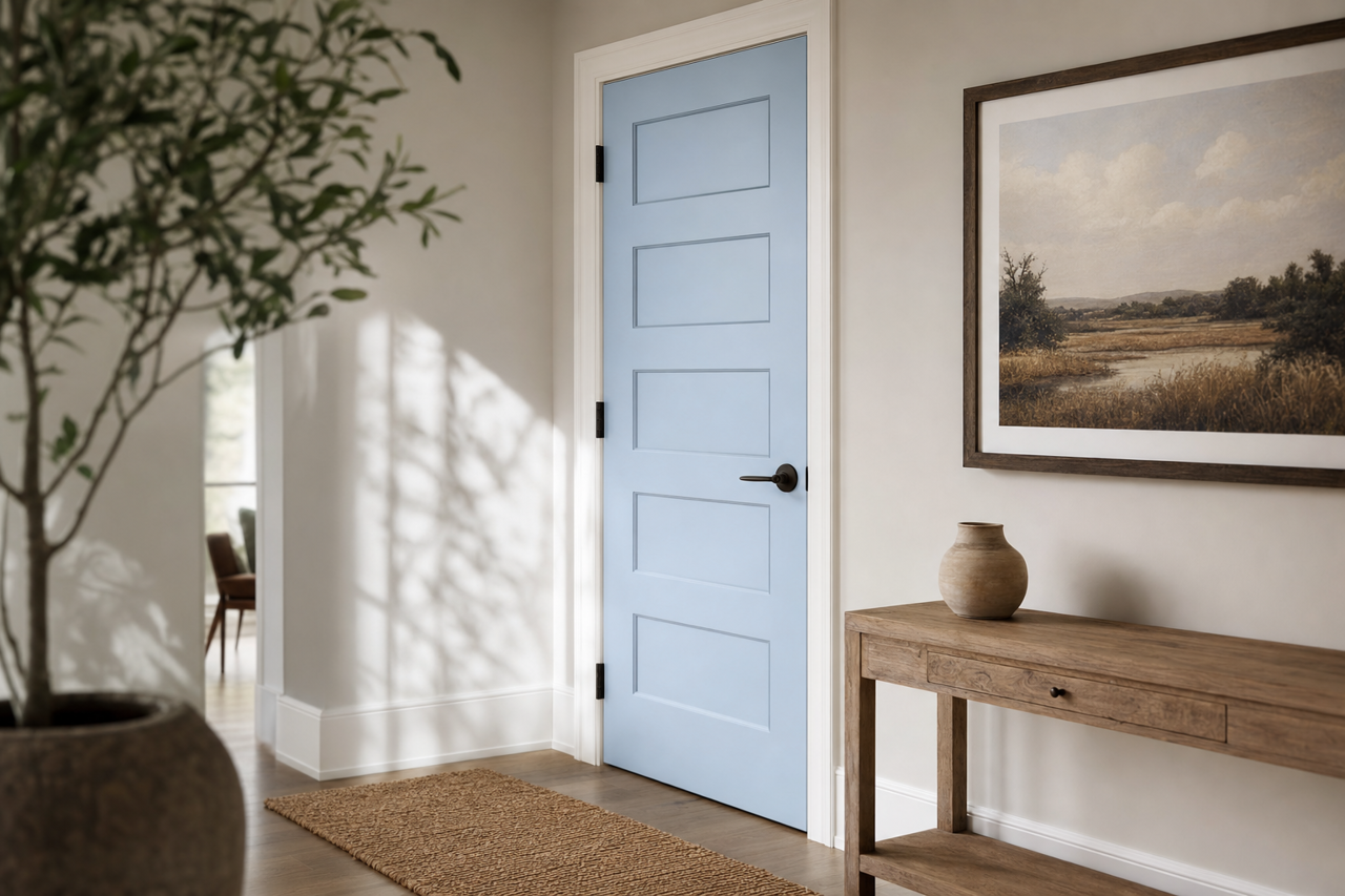 Utterly Blue by Valspar on interior-doors