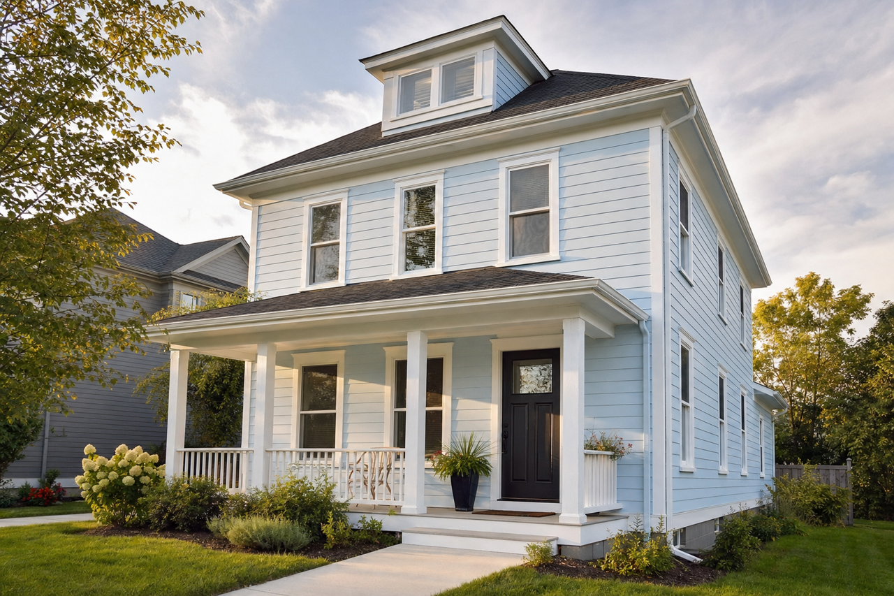 Blue Mist by Valspar on exterior