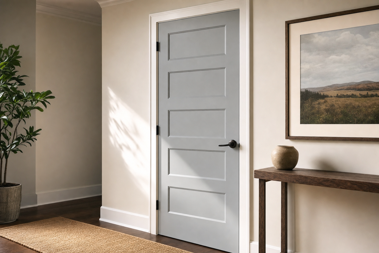 Winter Flannel by Valspar on interior-doors