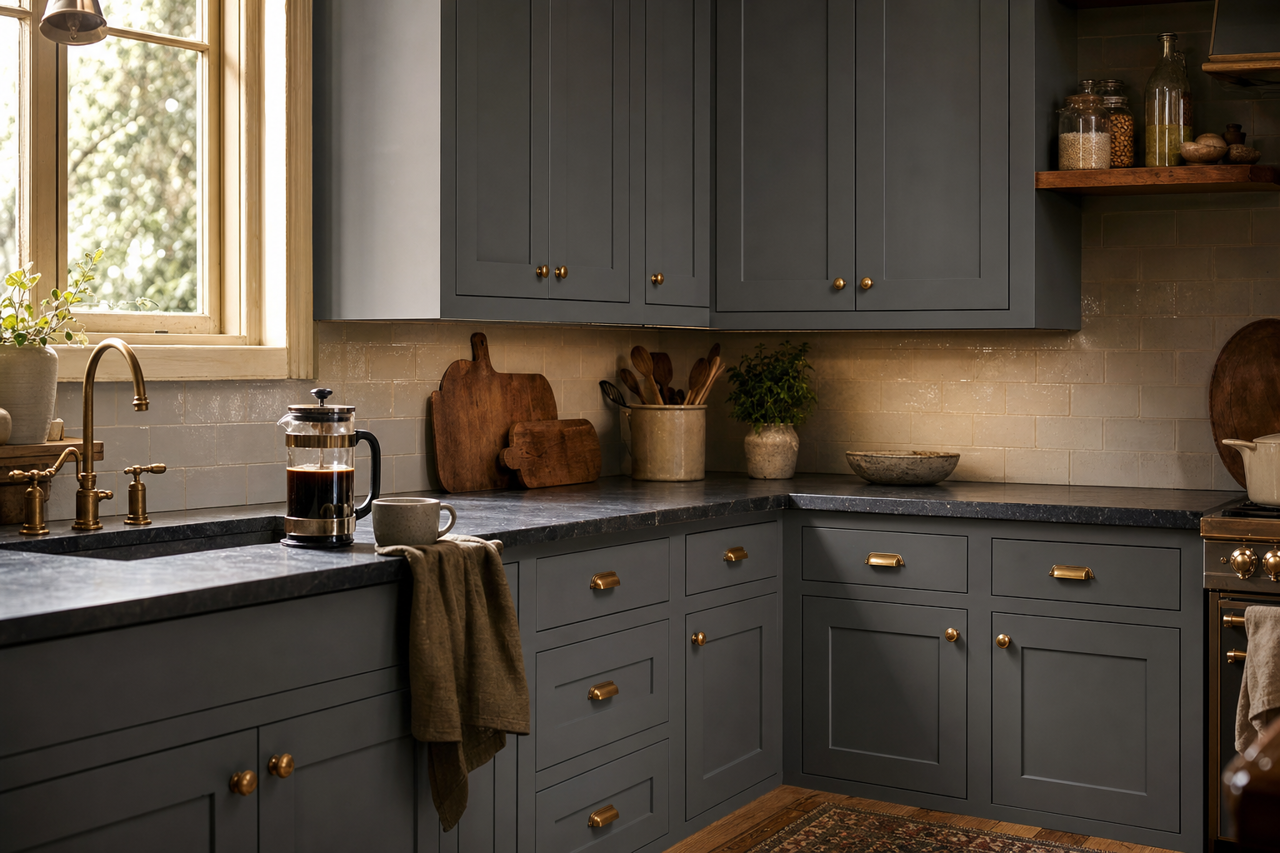 Blindfold by Valspar on cabinets