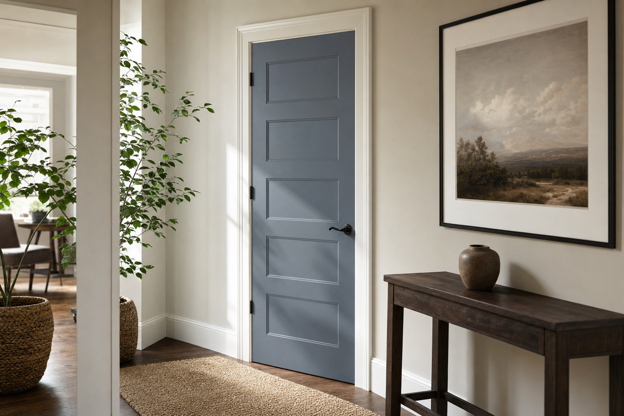 Smoky Pitch by Valspar on interior-doors