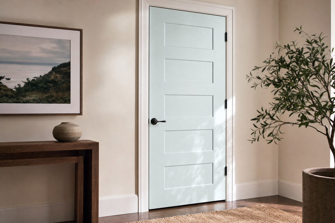 Ice Rink Blue by Valspar on interior-doors