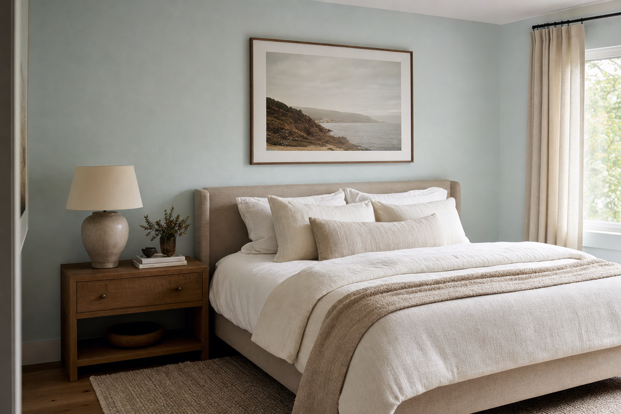 Ice Rink Blue by Valspar on interiors