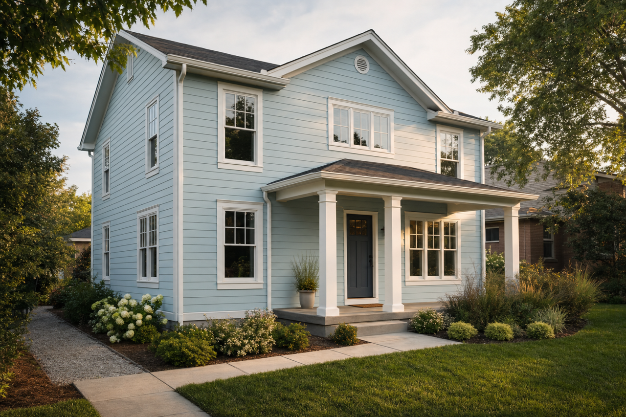 Schoolboy Blue by Valspar on exterior