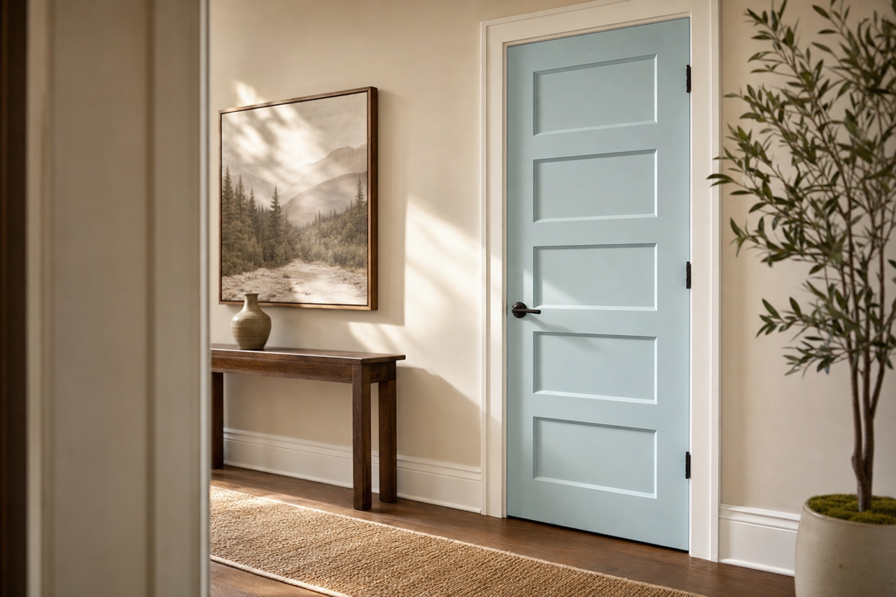 Schoolboy Blue by Valspar on interior-doors