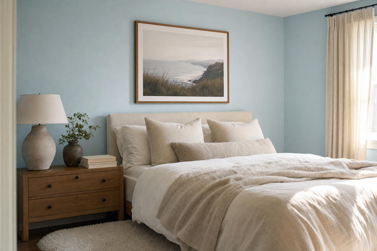 Schoolboy Blue by Valspar on interiors