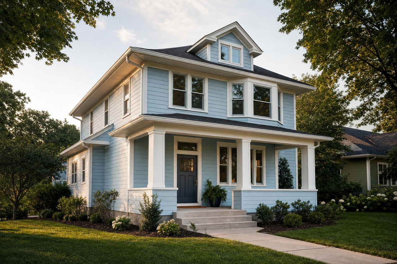 Memorybook Blue by Valspar on exterior
