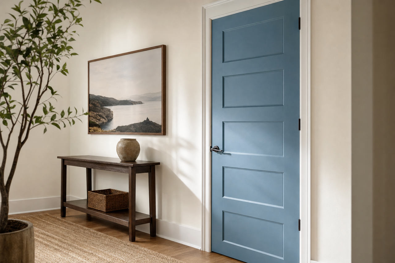 Bountiful Blue by Valspar on interior-doors