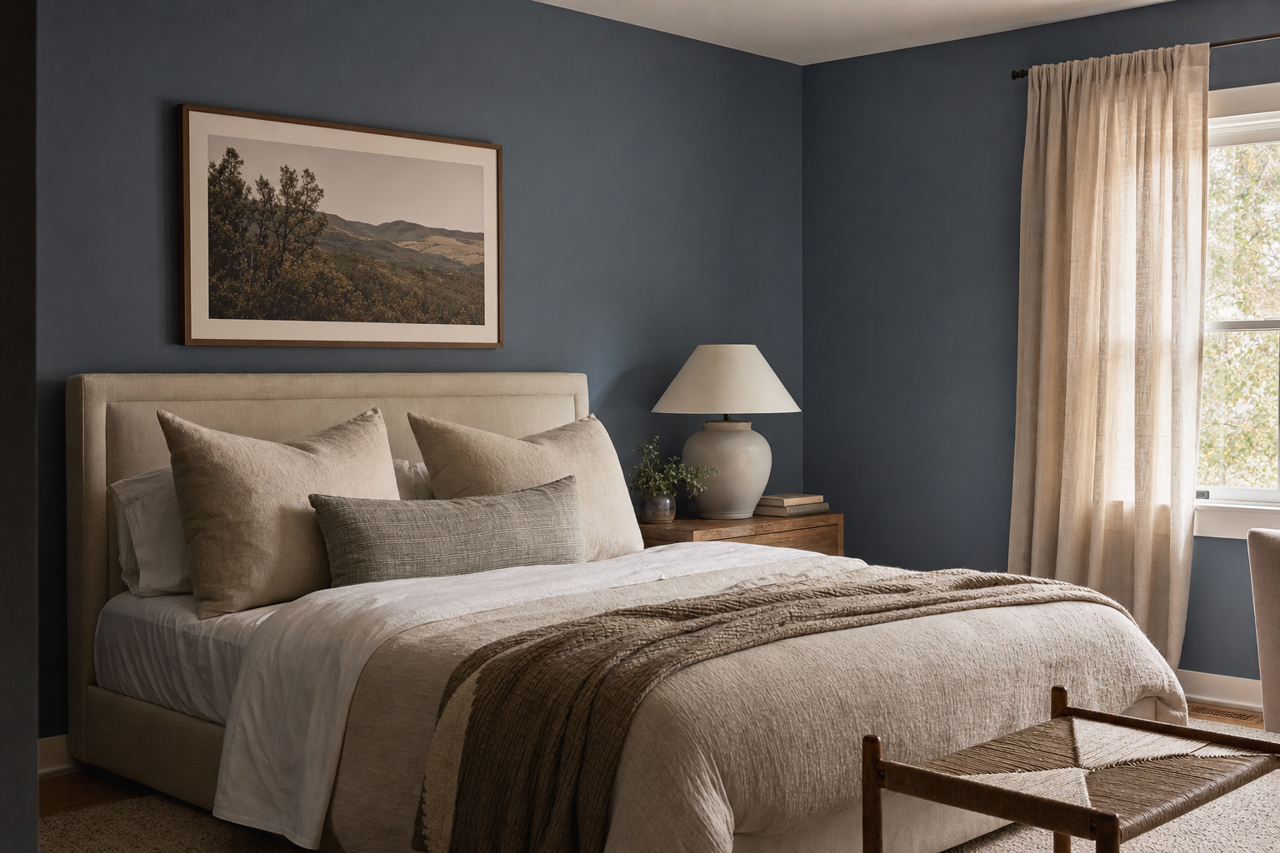 Deep Twilight Blue by Valspar on interiors