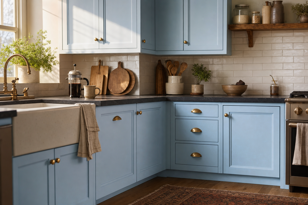 Breezy by Valspar on cabinets