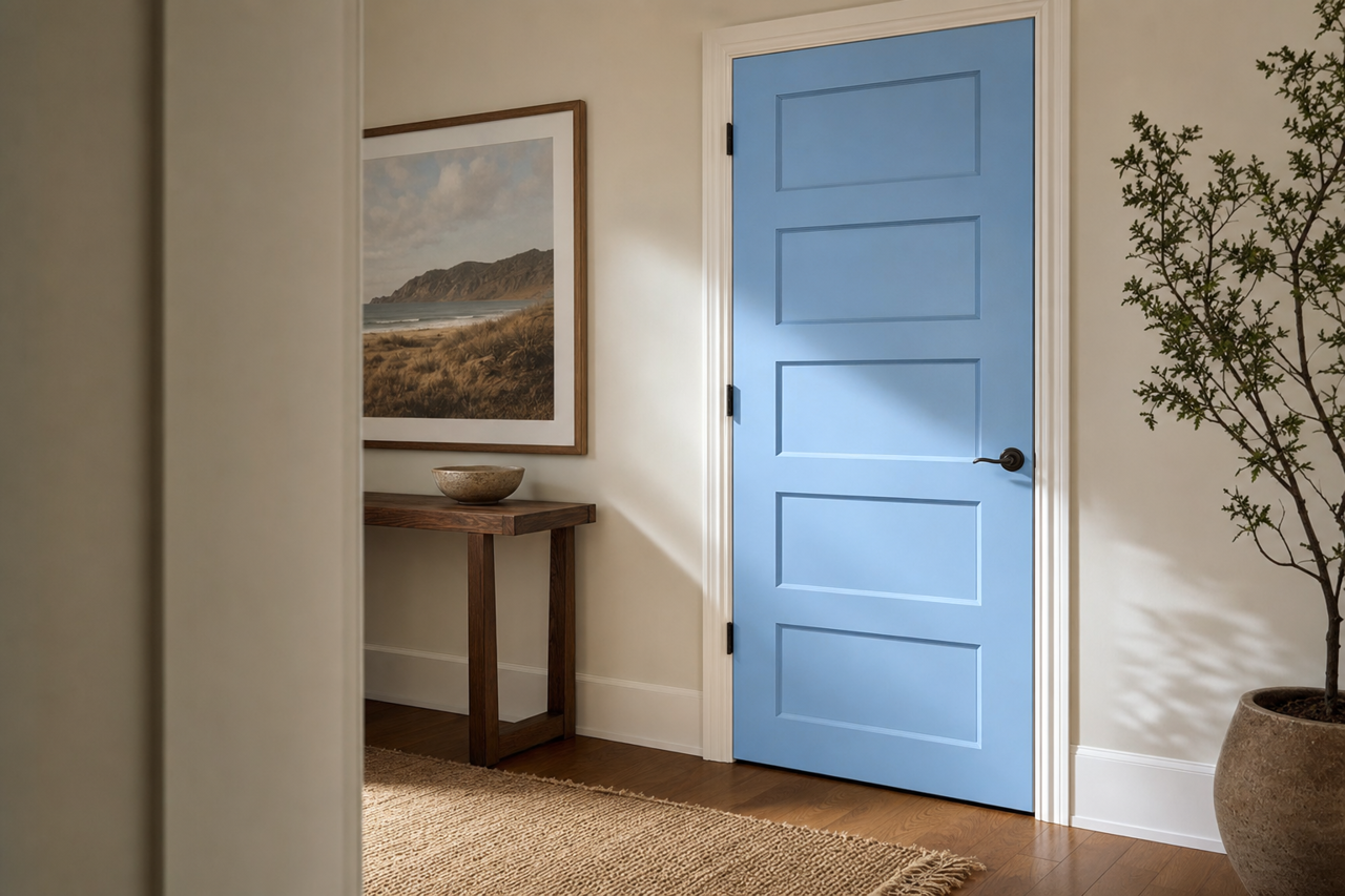 Blue Eyes by Valspar on interior-doors