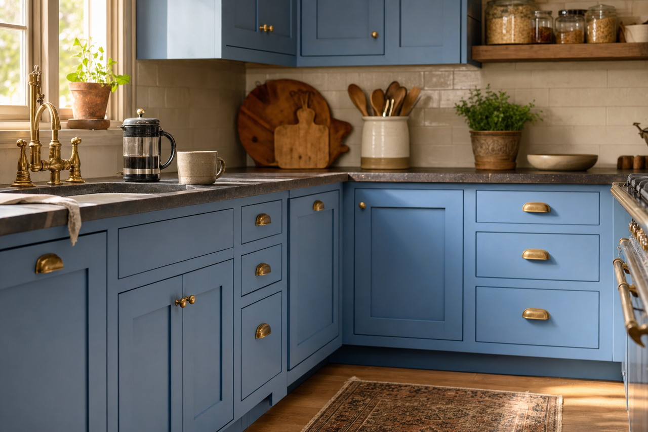 Wellspring by Valspar on cabinets