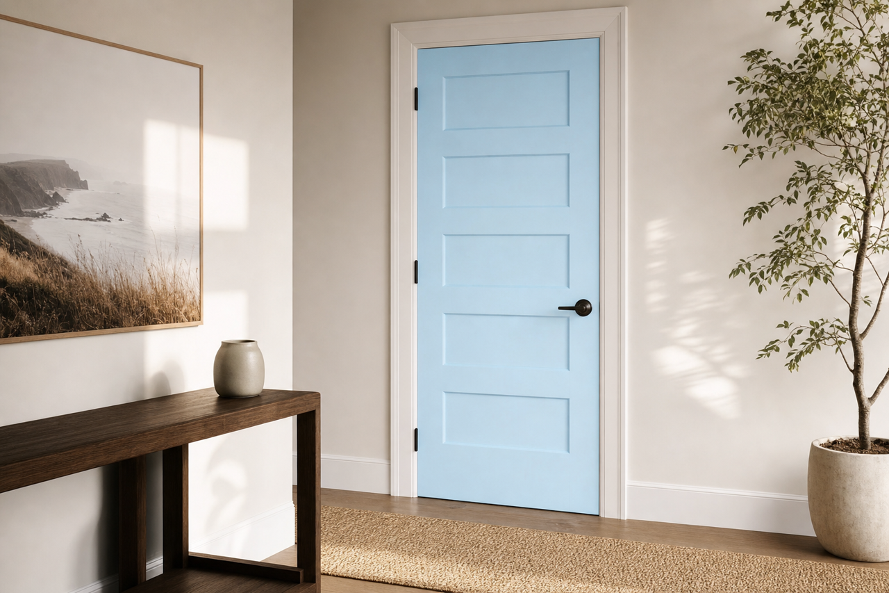 Clear Blue Sky by Valspar on interior-doors