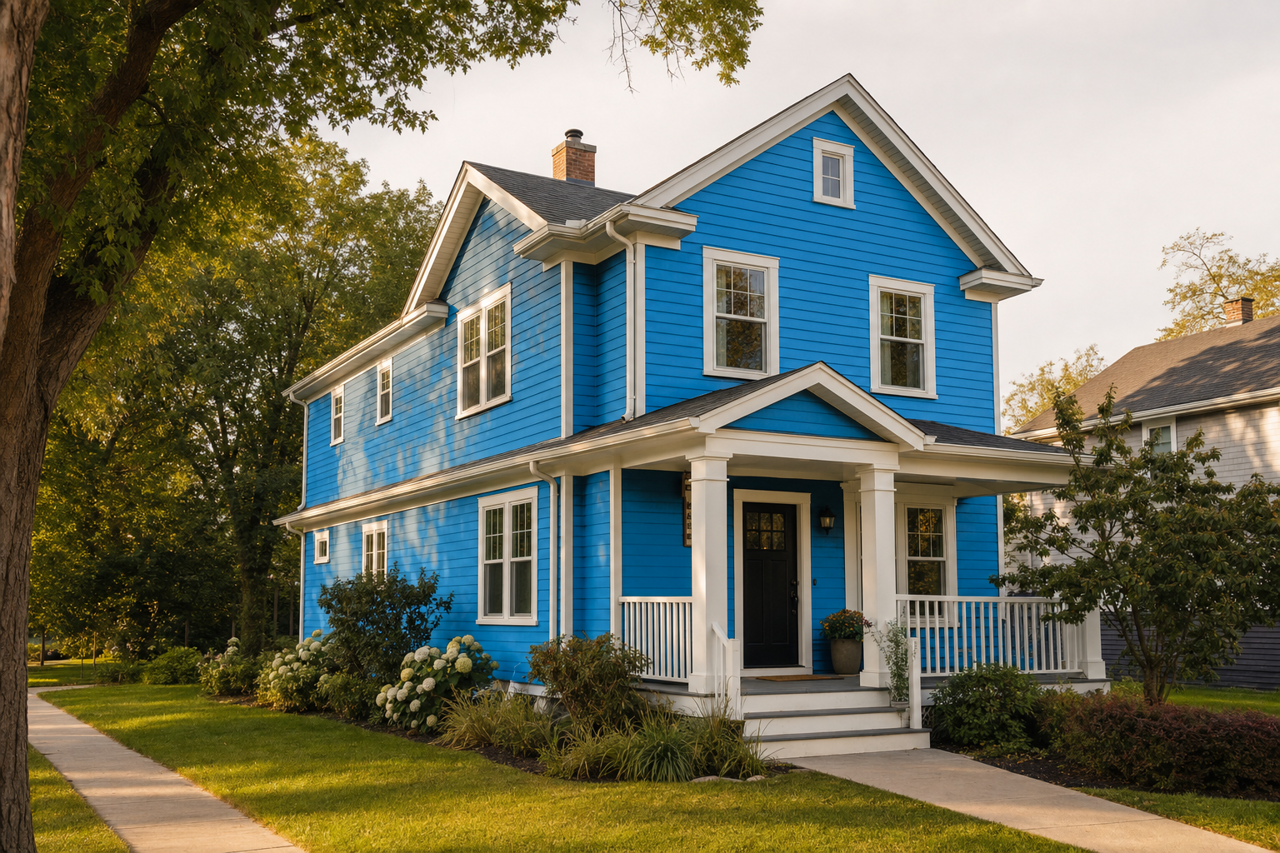 Cosmic Blue by Valspar on exterior