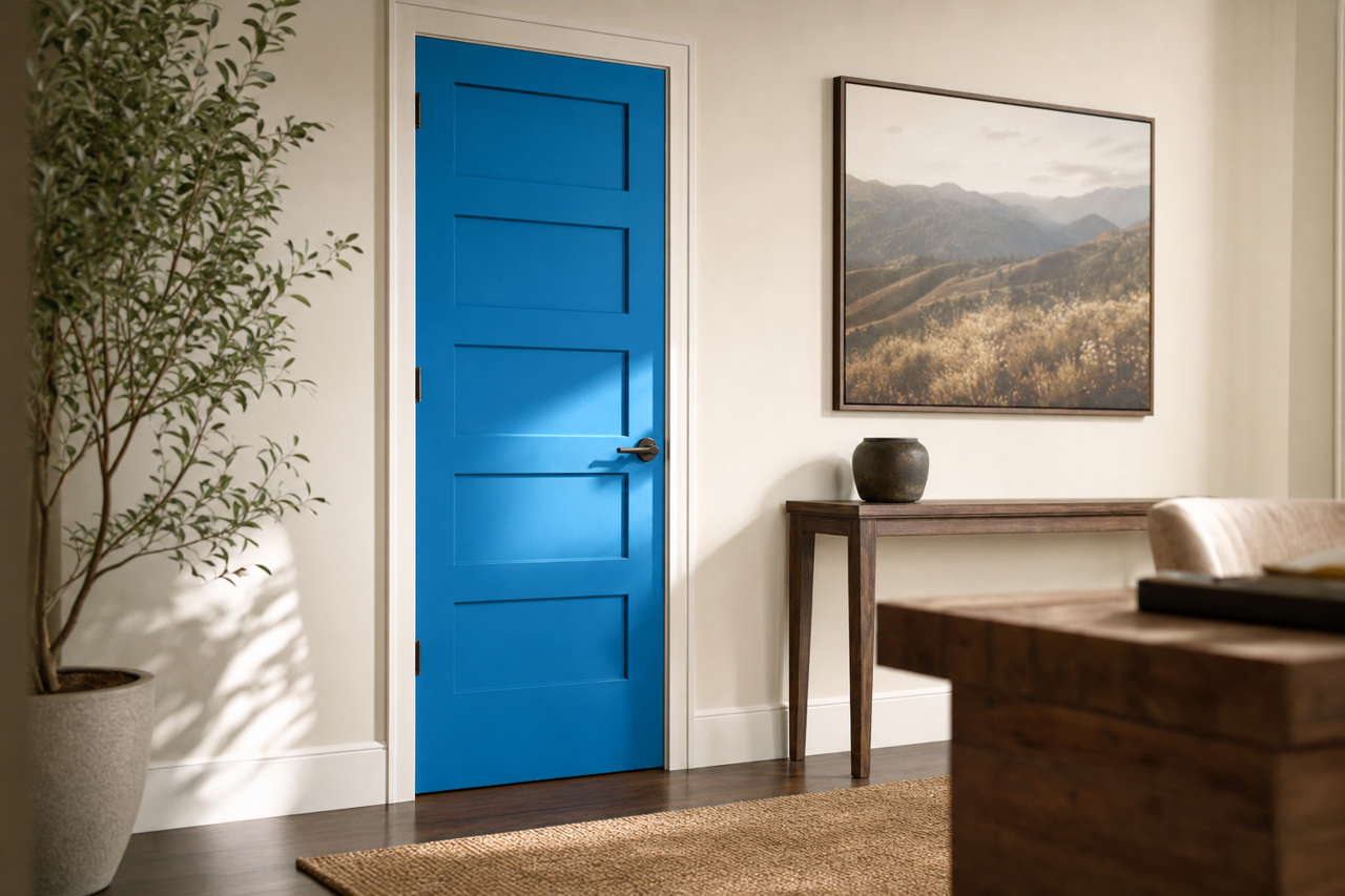Cosmic Blue by Valspar on interior-doors