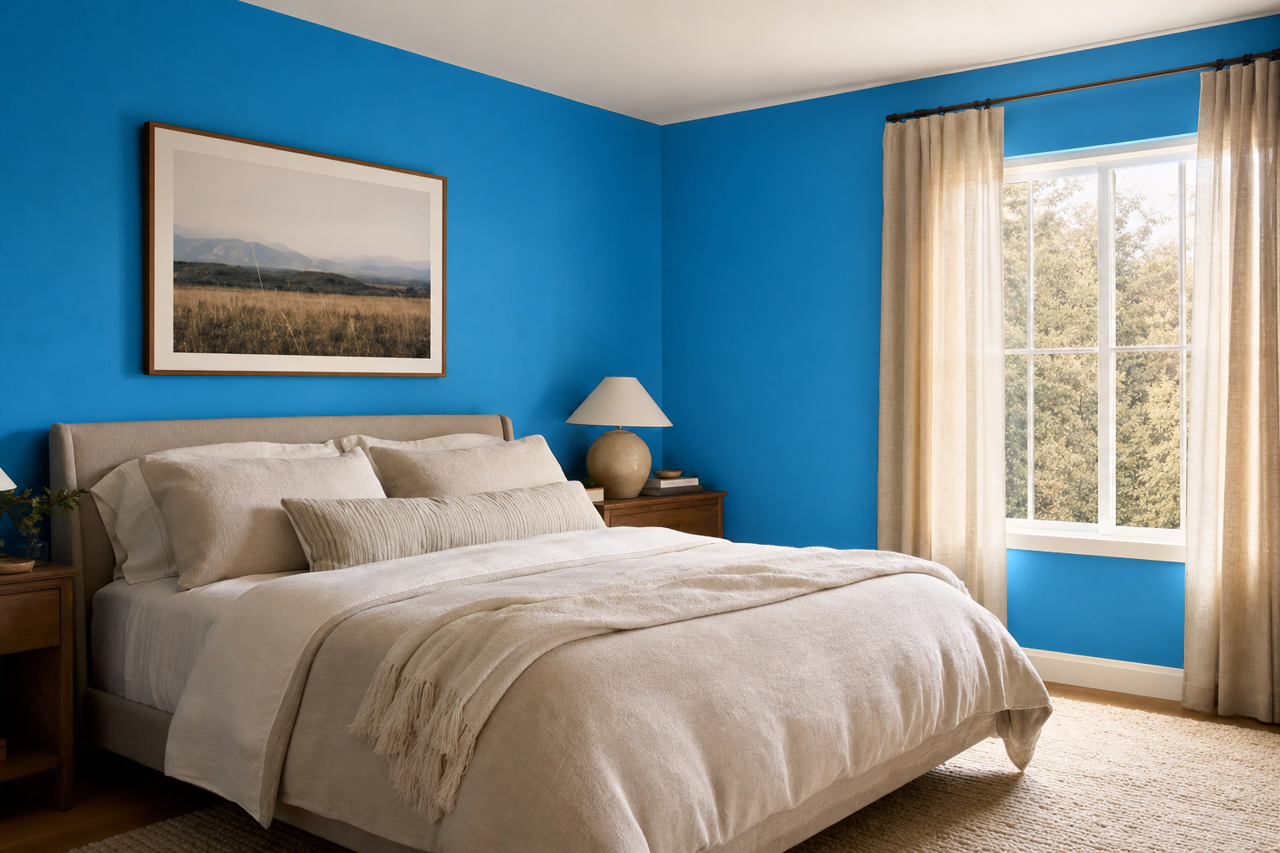 Cosmic Blue by Valspar on interiors