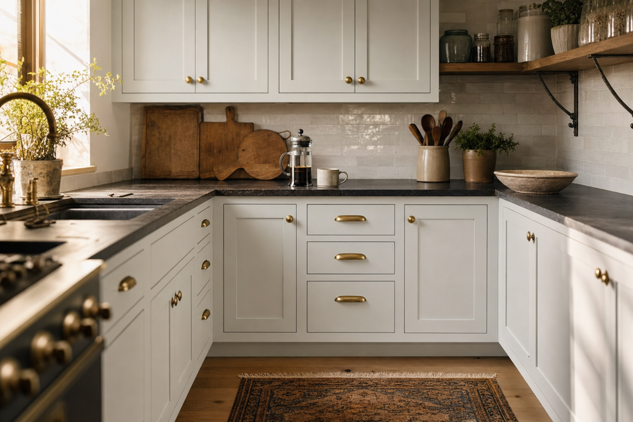 Bay Waves by Valspar on cabinets
