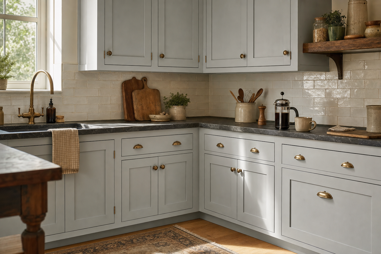 Polished Silver by Valspar on cabinets
