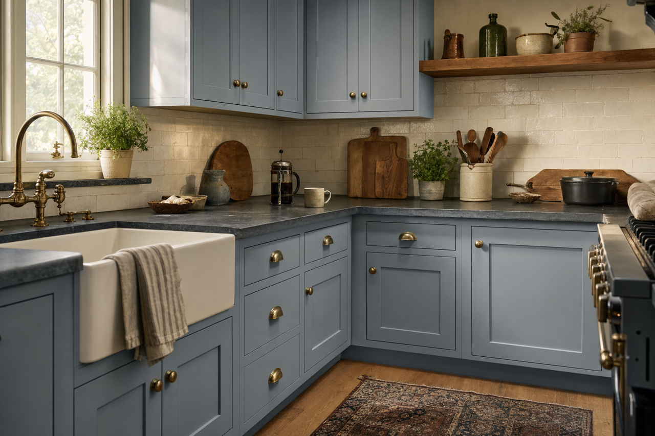 Silver Fox by Valspar on cabinets