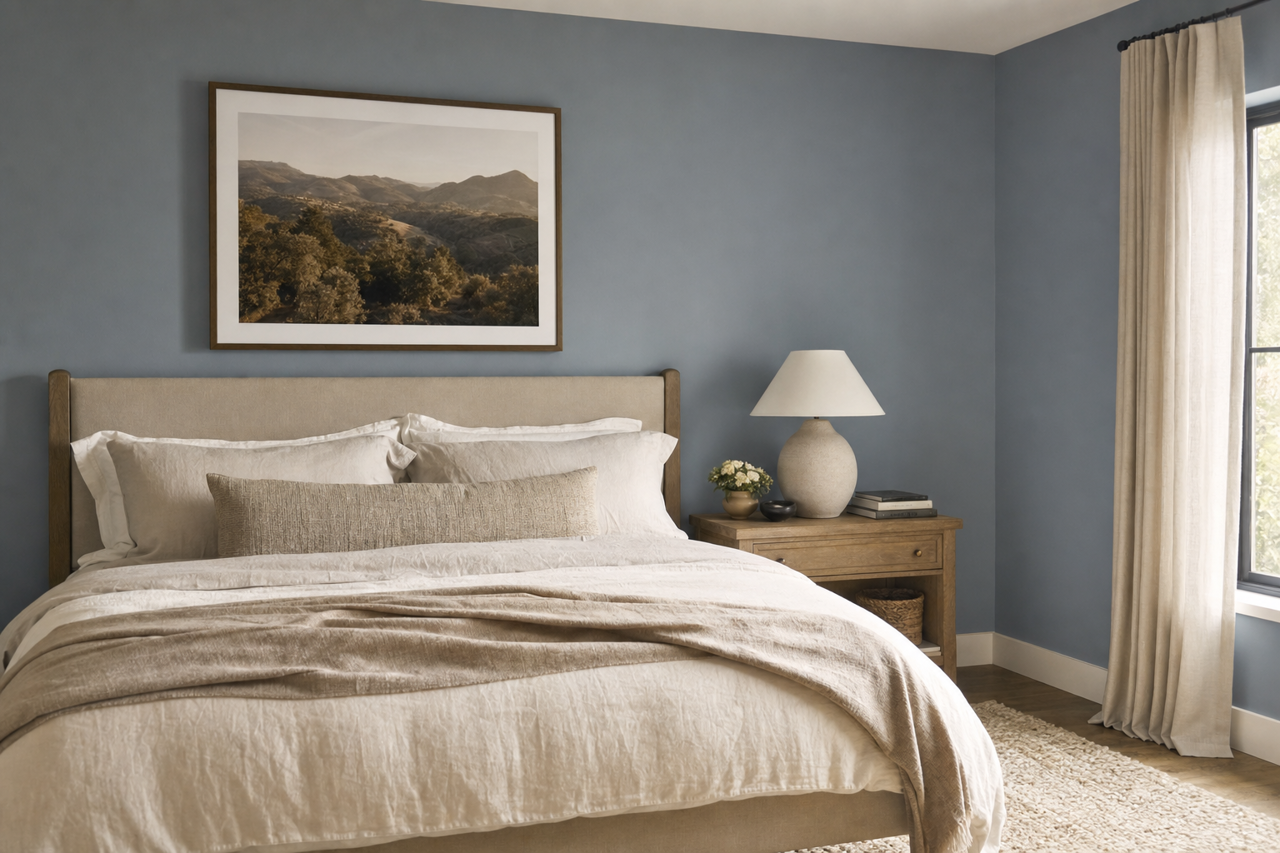 Cornflower Blue by Valspar on interiors