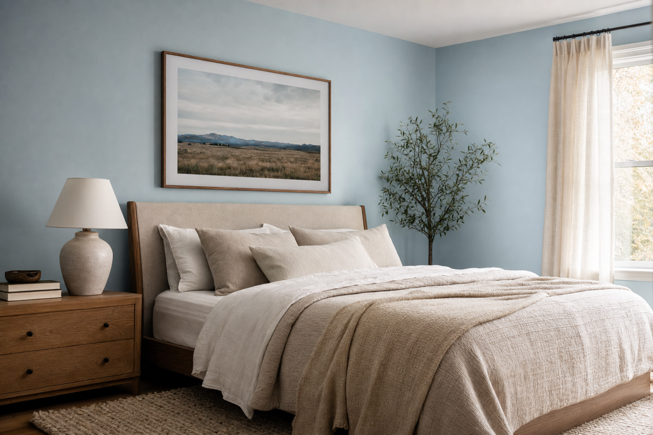 Northern Sky Blue by Valspar on interiors