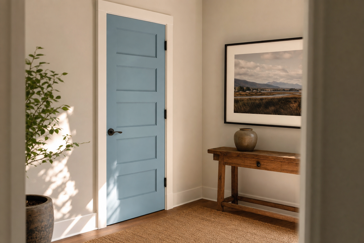 Summerhouse Blue by Valspar on interior-doors
