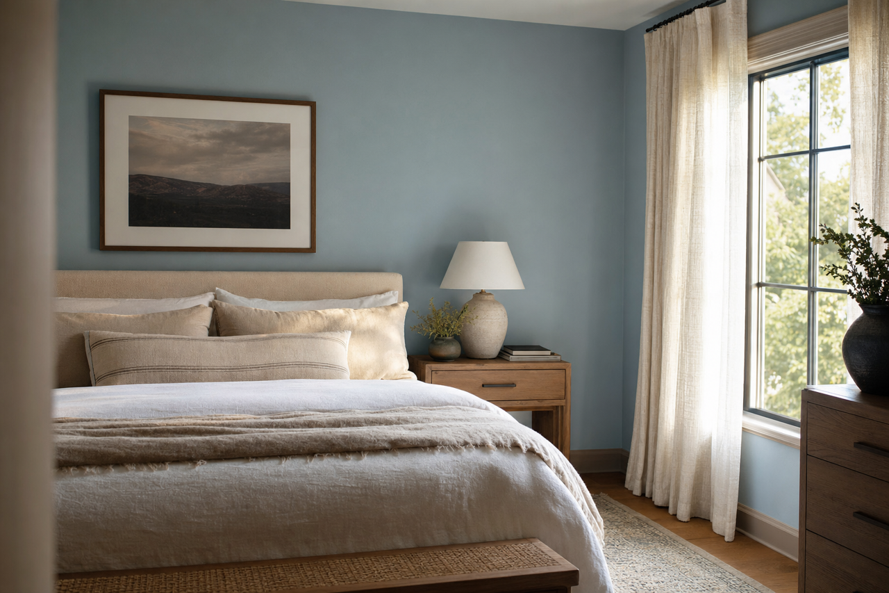 Summerhouse Blue by Valspar on interiors