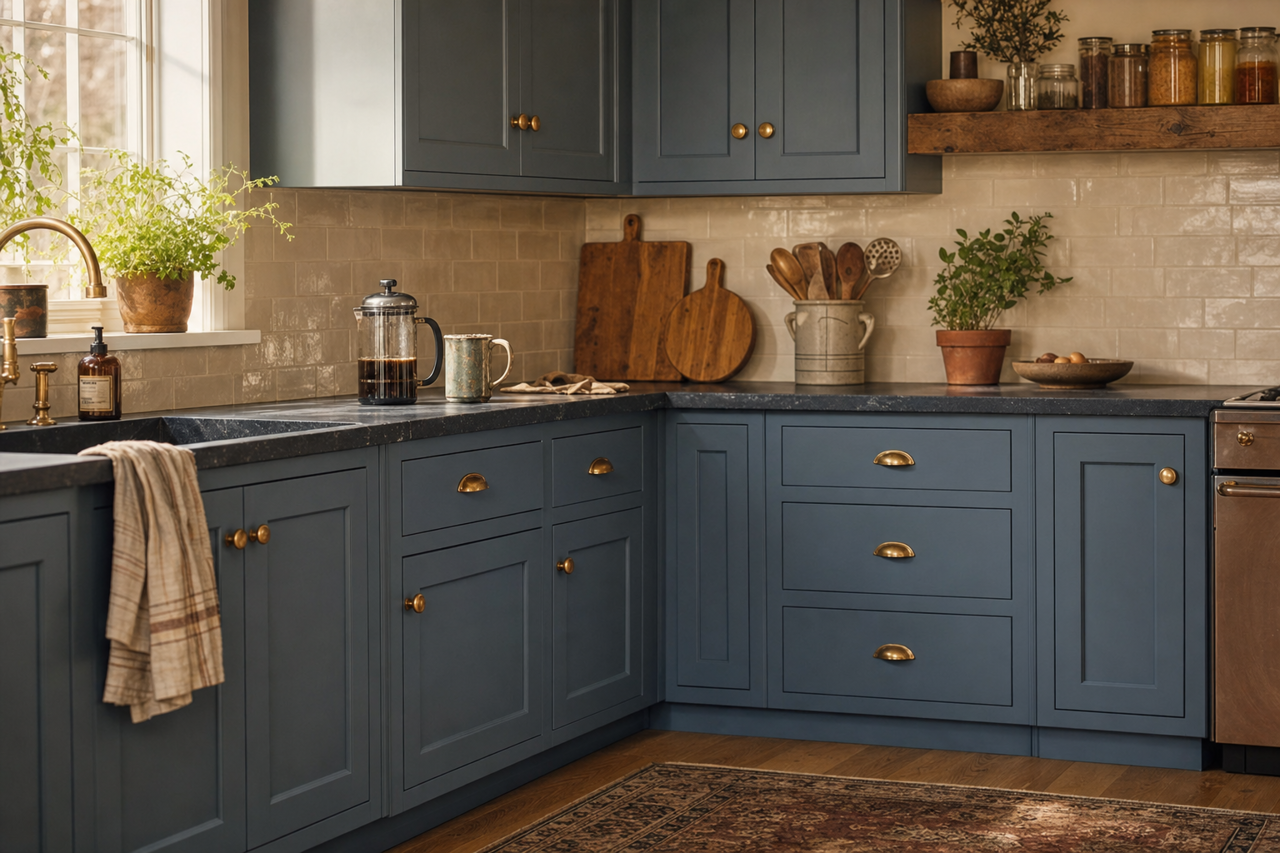 Prussian Cadet by Valspar on cabinets